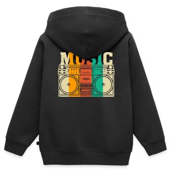 Music - Kids Premium Organic Zip-up Hoodie - black - Back - AI Model Kid Male (0cm)