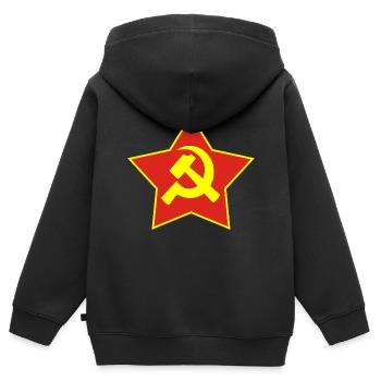 marteau et faucille étoile isolée rouge jaune - Sweat Premium à capuche zippé enfant bio - noir - Dos - AI Model Kid Male (0cm)