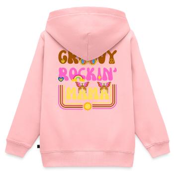 GROOVY ROCKING MAMA 70s - Sweat Premium à capuche zippé enfant bio - rose - Dos - AI Model Kid Female (0cm)