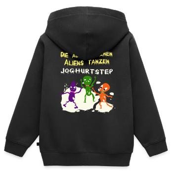 Die abgefahrenen Aliens tanzen Joghurtstep - Kinder Premium Organic Zip Hoodie - Schwarz - Hinten - AI Model Kid Male (0cm)