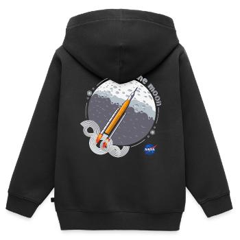 NASA Raketen-Design Up To The Moon - Kinder Premium Organic Zip Hoodie - Schwarz - Hinten - AI Model Kid Male (0cm)