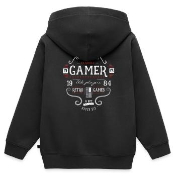 Retrogame nerd it geek play 1984 8bit console lol - Kids Premium Organic Zip-up Hoodie - black - Back - AI Model Kid Male (0cm)