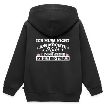 Ich muss nicht ich möchte nicht Ich bin Rentnerin - Kinder Premium Organic Zip Hoodie - Schwarz - Hinten - AI Model Kid Male (0cm)