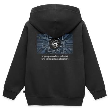 nerd programmierer urknall platine CPU pc code LOL - Kinder Premium Organic Zip Hoodie - Schwarz - Hinten - AI Model Kid Male (0cm)