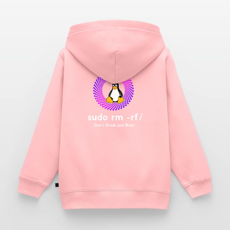 Ordinateur Sys admin Penguin Nerd pc sudo rm -rf cod Sweat Premium à capuche zippé enfant bio