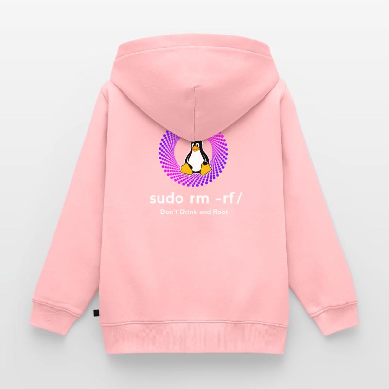 Ordinateur Sys admin Penguin Nerd pc sudo rm -rf cod Sweat Premium à capuche zippé enfant bio
