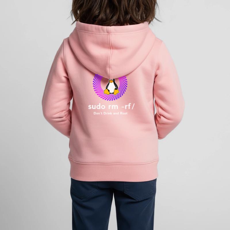 Ordinateur Sys admin Penguin Nerd pc sudo rm -rf cod Sweat Premium à capuche zippé enfant bio