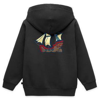Piratenschiff - Kinder Premium Organic Zip Hoodie - Schwarz - Hinten - AI Model Kid Male (0cm)