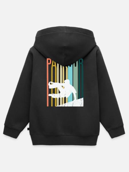 Parkour Retro - Kids Premium Organic Zip-up Hoodie - black