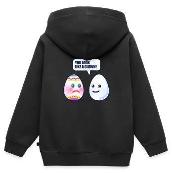 Pâques Oeuf de Pâques - Sweat Premium à capuche zippé enfant bio - noir - Dos - AI Model Kid Male (0cm)