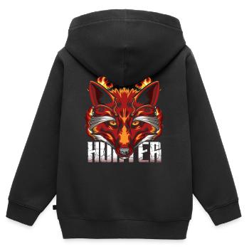 Cool hunter Fox Wilderness - Kids Premium Organic Zip-up Hoodie - black - Back - AI Model Kid Male (0cm)