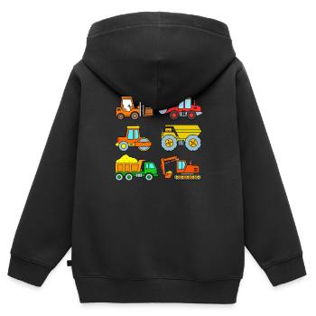 Véhicules sur le chantier pour enfants - Sweat Premium à capuche zippé enfant bio - noir - Dos - AI Model Kid Male (0cm)