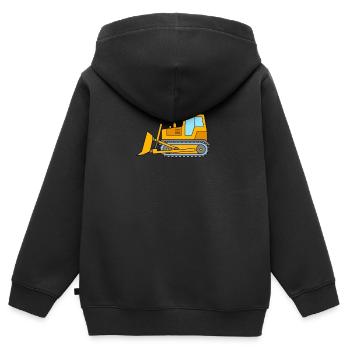 Planierraupe für Kinder - Bulldozer Baustelle - Kinder Premium Organic Zip Hoodie - Schwarz - Hinten - AI Model Kid Male (0cm)