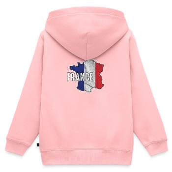 Drapeau Patriotique France Patriote Nationalisme Français - Sweat Premium à capuche zippé enfant bio - rose - Dos - AI Model Kid Female (0cm)