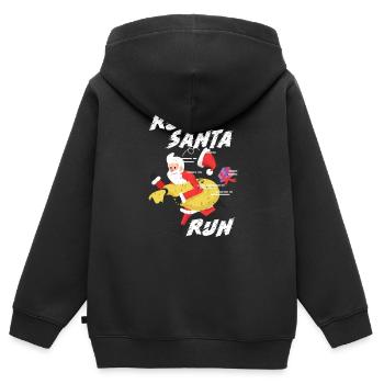 Courir Santa Courir Cardio Courir Noël - Sweat Premium à capuche zippé enfant bio - noir - Dos - AI Model Kid Male (0cm)