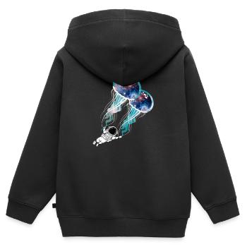 Nebula Galaxy Astronaut Outer Space Jellyfish - Kids Premium Organic Zip-up Hoodie - black - Back - AI Model Kid Male (0cm)
