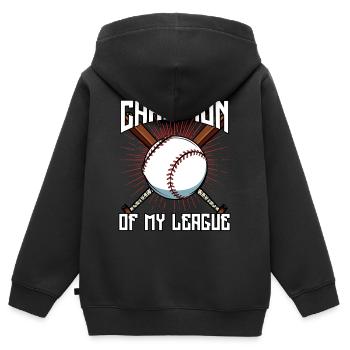 Champion de ma ligue | Cadeau de baseball - Sweat Premium à capuche zippé enfant bio - noir - Dos - AI Model Kid Male (0cm)