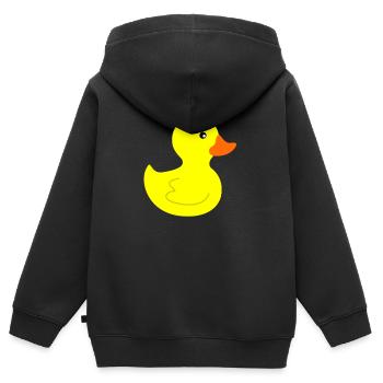 Canard jaune Bain Canard Grincheux Canard - Sweat Premium à capuche zippé enfant bio - noir - Dos - AI Model Kid Male (0cm)