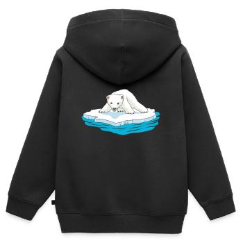 Eisbär Eisscholle Arktis Nordpol Kälte Gletscher - Kinder Premium Organic Zip Hoodie - Schwarz - Hinten - AI Model Kid Male (0cm)