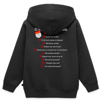 Et kölsche Jrundjesetz Kölner Grundgesetz Kölsch - Kinder Premium Organic Zip Hoodie - Schwarz - Hinten - AI Model Kid Male (0cm)