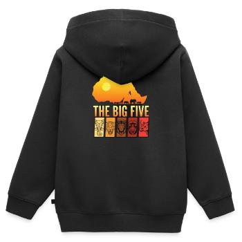 the big five afrika safari - Kinder Premium Organic Zip Hoodie - Schwarz - Hinten - AI Model Kid Male (0cm)