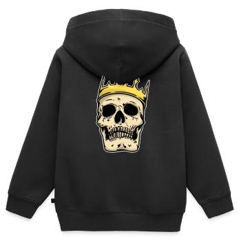 King Skull Fantasy Horror Gothic Dark King Dark - Sweat Premium à capuche zippé enfant bio - noir - Dos - AI Model Kid Male (0cm)