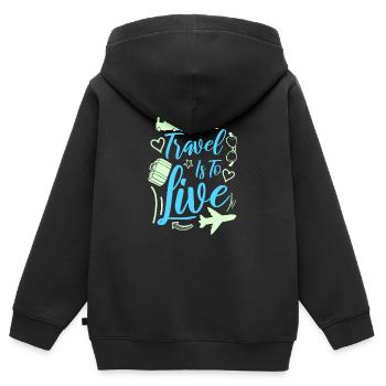 Reisen - Kinder Premium Organic Zip Hoodie - Schwarz - Hinten - AI Model Kid Male (0cm)