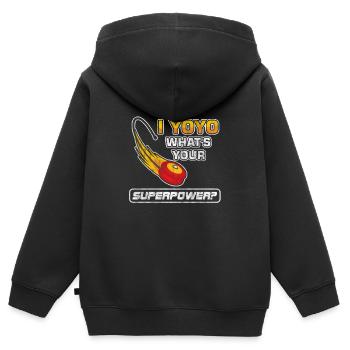 Jouet professionnel jouet jeu de cordes passe-temps - Sweat Premium à capuche zippé enfant bio - noir - Dos - AI Model Kid Male (0cm)