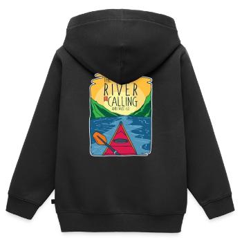 Kajak - Kinder Premium Organic Zip Hoodie - Schwarz - Hinten - AI Model Kid Male (0cm)