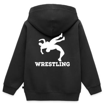 wrestling - Kinder Premium Organic Zip Hoodie - Schwarz - Hinten - AI Model Kid Male (0cm)