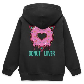 Donut Lover | Candy Zuckerguss Backwaren Geschenk - Kinder Premium Organic Zip Hoodie - Schwarz - Hinten - AI Model Kid Male (0cm)