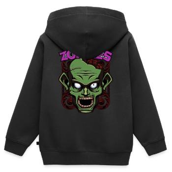 Zombie Gesicht Zombies Untote Horror Geschenkidee - Kinder Premium Organic Zip Hoodie - Schwarz - Hinten - AI Model Kid Male (0cm)