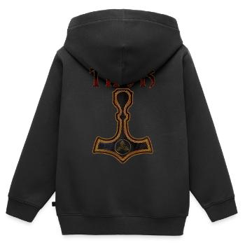 Mjölnir Thor - Kinder Premium Organic Zip Hoodie - Schwarz - Hinten - AI Model Kid Male (0cm)