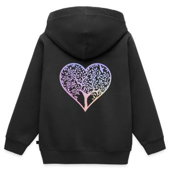 Baum Herzform Frühlingsgefühle - Kinder Premium Organic Zip Hoodie - Schwarz - Hinten - AI Model Kid Male (0cm)