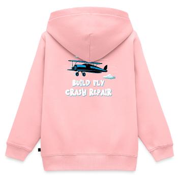 Construire un avion modèle - Sweat Premium à capuche zippé enfant bio - rose - Dos - AI Model Kid Female (0cm)