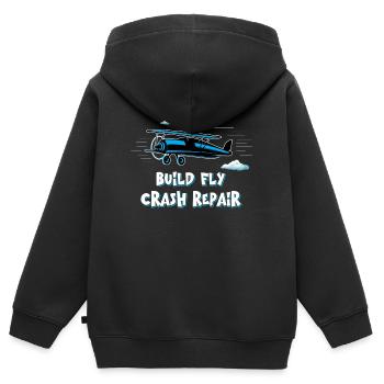 Construire un avion modèle - Sweat Premium à capuche zippé enfant bio - noir - Dos - AI Model Kid Male (0cm)