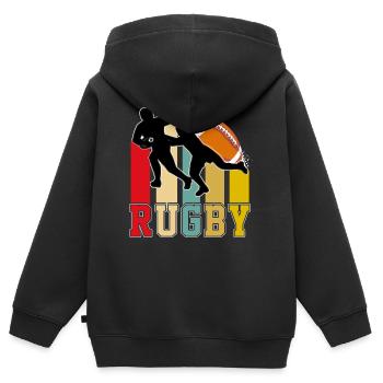 Rugby T-Shirt - Kinder Premium Organic Zip Hoodie - Schwarz - Hinten - AI Model Kid Male (0cm)