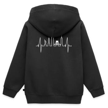 New York Skyline Herzschlag Herz USA Geschenk NY - Kinder Premium Organic Zip Hoodie - Schwarz - Hinten - AI Model Kid Male (0cm)
