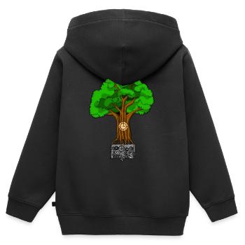 TREE O CLOCK LES ROOTS DU TEMPS LES ROOTS DU TEMPS - Sweat Premium à capuche zippé enfant bio - noir - Dos - AI Model Kid Male (0cm)