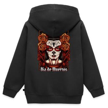 La Catrina | Dag van de Dode vakantie Mexico cadeau - Kinder Premium zip hoodie biologisch - zwart - Achter - AI Model Kid Male (0cm)