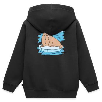 Walross - Kinder Premium Organic Zip Hoodie - Schwarz - Hinten - AI Model Kid Male (0cm)