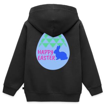 Joyeuses Pâques - Joyeuses Pâques - Sweat Premium à capuche zippé enfant bio - noir - Dos - AI Model Kid Male (0cm)
