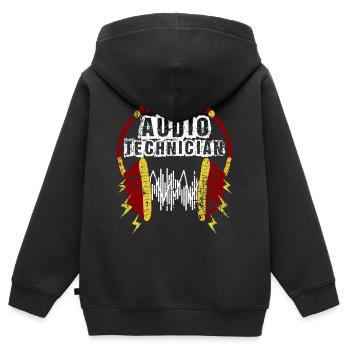 Technicien Son Technicien Audio Musique - Sweat Premium à capuche zippé enfant bio - noir - Dos - AI Model Kid Male (0cm)