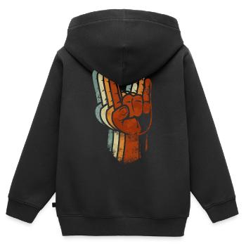 Rock Heavy metal signes - Sweat Premium à capuche zippé enfant bio - noir - Dos - AI Model Kid Male (0cm)