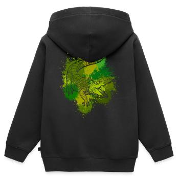 Krokodil Aligator Raubtier Reptilien Geschenk - Kinder Premium Organic Zip Hoodie - Schwarz - Hinten - AI Model Kid Male (0cm)