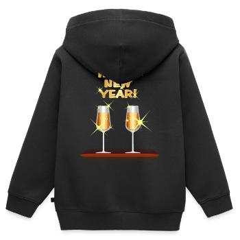 Nouvel An Cadeau du Nouvel An Minuit - Sweat Premium à capuche zippé enfant bio - noir - Dos - AI Model Kid Male (0cm)