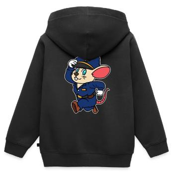 Polizei Maus Comic Polizist Kinder Baby Berufe - Kinder Premium Organic Zip Hoodie - Schwarz - Hinten - AI Model Kid Male (0cm)