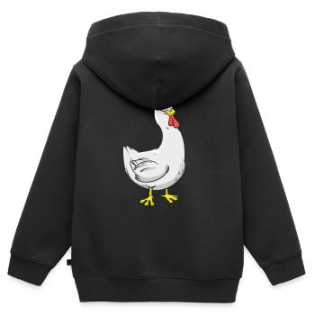 Poulet poulet poussin - Sweat Premium à capuche zippé enfant bio - noir - Dos - AI Model Kid Male (0cm)