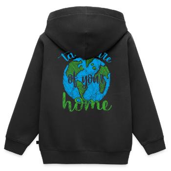 Earth Day - Tag der Erde - Kinder Premium Organic Zip Hoodie - Schwarz - Hinten - AI Model Kid Male (0cm)