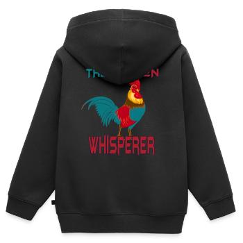 Poulet poulet poussin - Sweat Premium à capuche zippé enfant bio - noir - Dos - AI Model Kid Male (0cm)